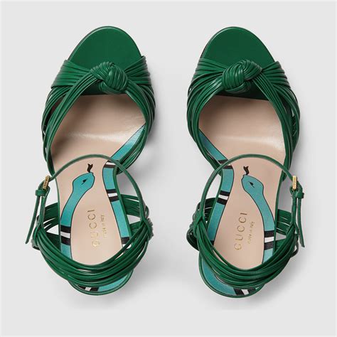 gucci green leather knot sandal|latest style for Gucci sandals.